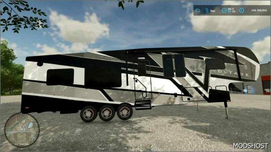 FS22 Trailer Mod: Voltage 5TH Wheel TOY Hauler Camper V2.0 (Featured)