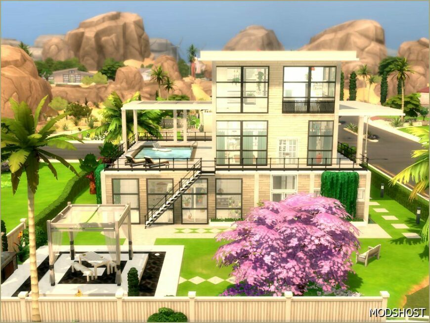 Sims 4 Mod: WS Modern White House No CC (Featured)