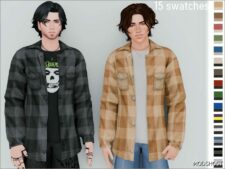 Sims 4 Male Clothes Mod: Grunge Checked Shirt for Male (Featured)