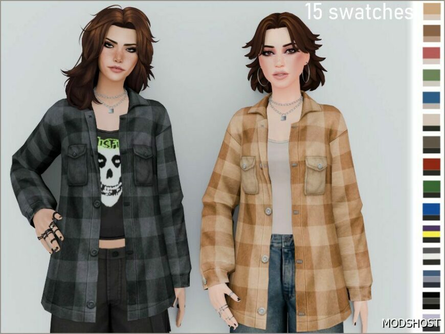 Sims 4 Everyday Clothes Mod: Grunge Checked Shirt for Female (Featured)