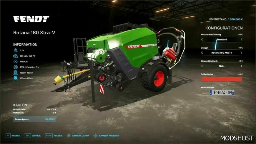 FS22 Fendt Baler Mod: Rotana 180 Xtra V1.0.0.3 (Featured)