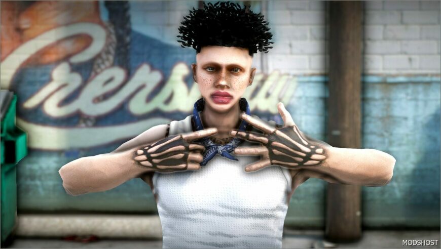 GTA 5 Tattoo Player Mod: Middle Finger Skeleton Hand Tattoo for MP Male (Featured)