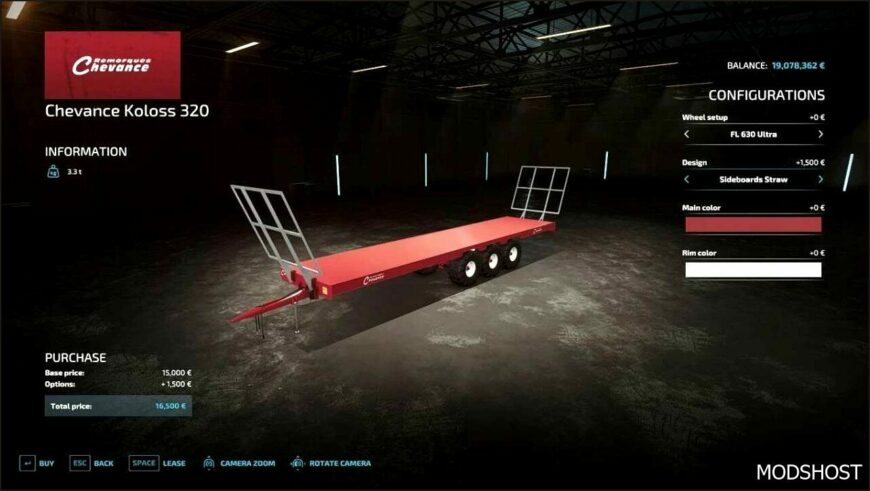 FS22 Trailer Mod: Chevance Koloss 320 V1.3 (Featured)