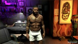 GTA 5 Tattoo Player Mod: Franklin Khmer Yant Tattoo V2.0 (Image #5)