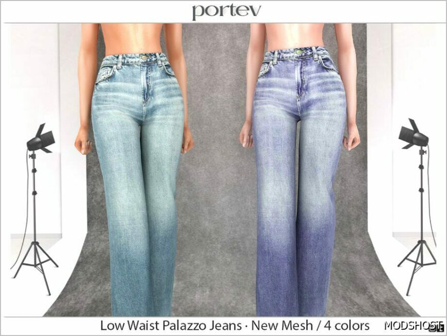 Sims 4 Everyday Clothes Mod: LOW Waist Palazzo Jeans (Featured)