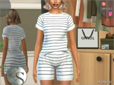 Sims 4 Elder Clothes Mod: Casual SET 442 – T-Shirt & Shorts (Image #2)