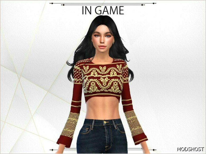 Sims 4 Female Clothes Mod: Isabelle TOP (Featured)