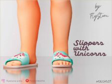 Sims 4 Kid Shoes Mod: Toddler Slippers With Unicorns (Featured)