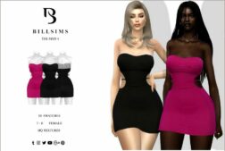 Sims 4 Female Clothes Mod: Textured CUT OUT Bandeau Mini Dress (Featured)