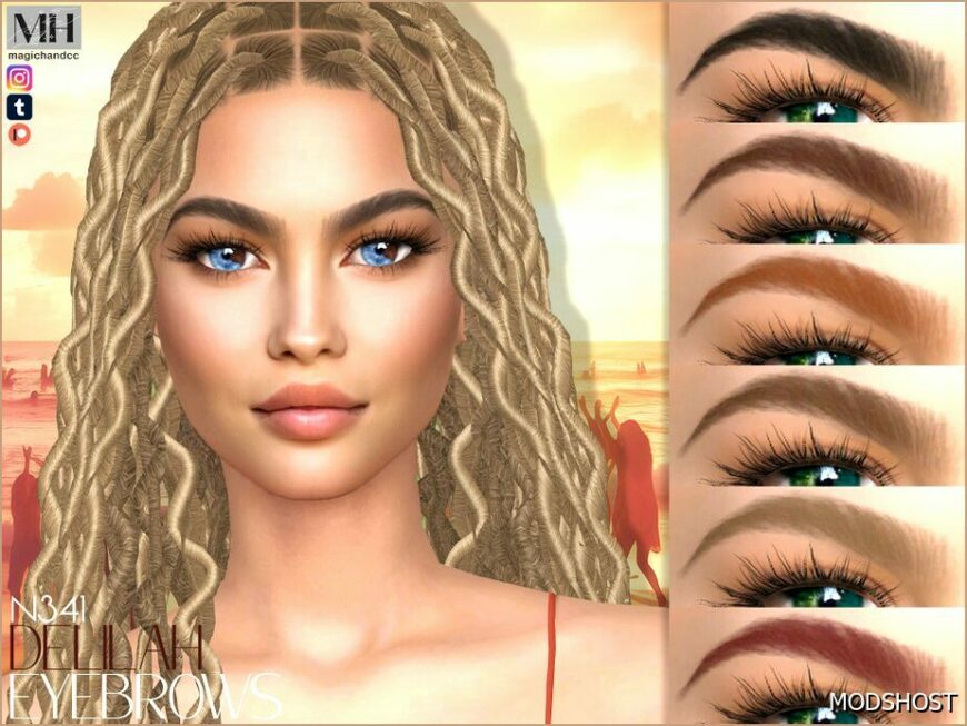 Sims 4 Eyebrows Hair Mod: Delilah Eyebrows N341 (Featured)