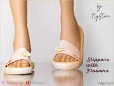 Sims 4 Female Shoes Mod: Slippers with Flowers (Featured)