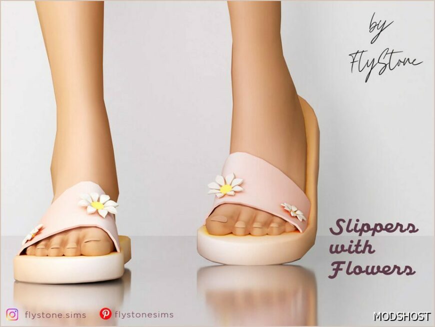 Sims 4 Female Shoes Mod: Slippers with Flowers (Featured)