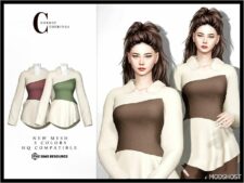 Sims 4 Female Clothes Mod: Shirt and Crop T-655 (Image #2)