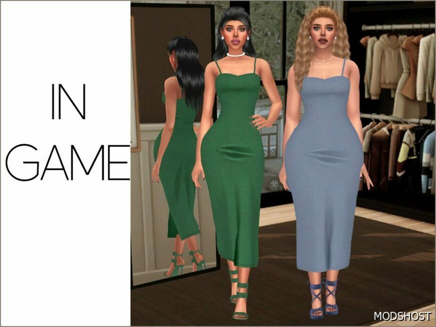 Sims 4 Elder Clothes Mod: Selena – Bodycon Midi Dress (Featured)