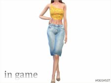 Sims 4 Bottoms Clothes Mod: MID Waist Loose CUT Denim Bermuda (Image #2)