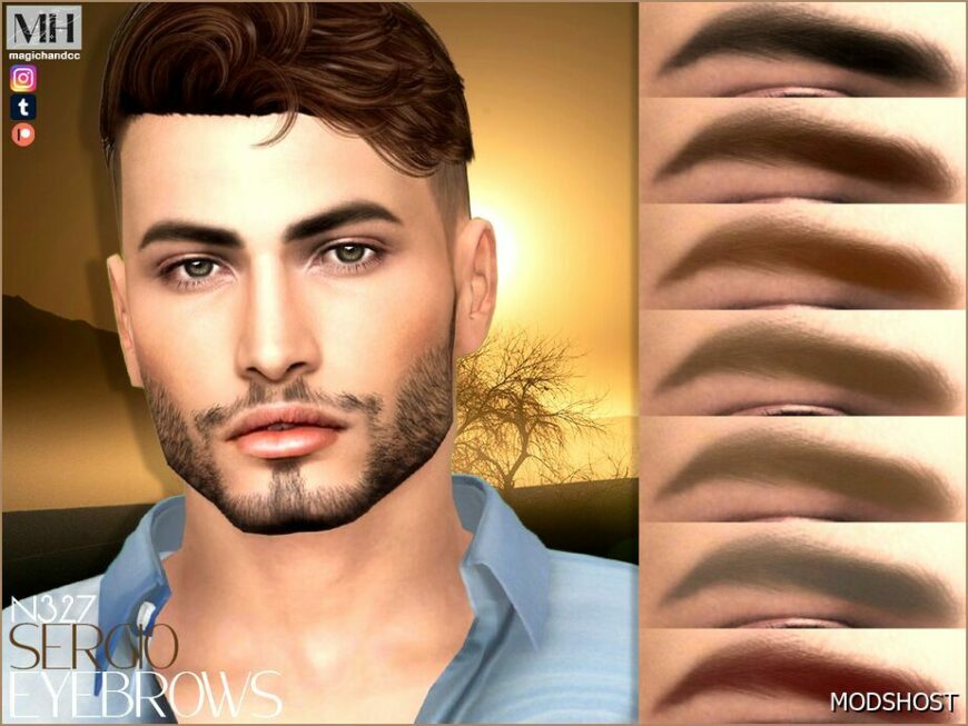 Sims 4 Eyebrows Hair Mod: Sergio Eyebrows N327 (Featured)