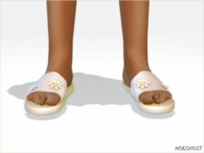 Sims 4 Kid Shoes Mod: Child Slippers with Flowers (Image #3)