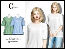 Sims 4 Female Clothes Mod: Oversize T-Shirt T-656 (Image #2)