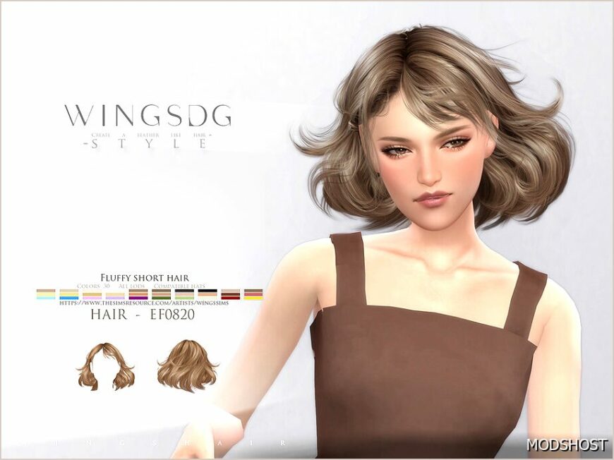 Sims 4 Female Mod: Wings Ef0820 Fluffy Short Hair (Featured)