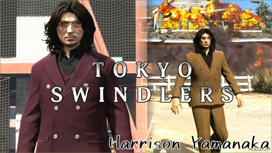 GTA 5 Player Mod: Tokyo Swindlers Harrison Yamanaka Double-Breasted Suit for MP Male Replace (Featured)