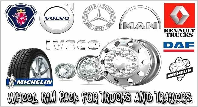 ETS2 Wheels Part Mod: Wheel RIM Pack for Trucks and Trailers V2.2 (Featured)