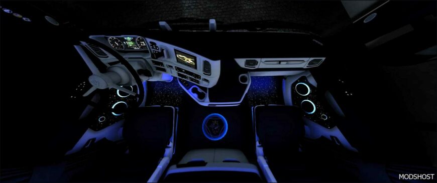 ETS2 Scania Mod: Kingcustom Blue Stars Interior 1.51 (Featured)