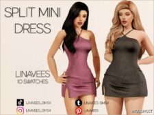 Sims 4 Everyday Clothes Mod: Lennon – Split Mini Dress (Image #2)