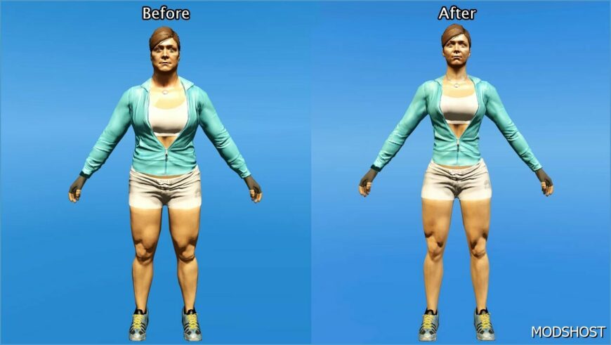 GTA 5 Player Mod: Better Muscle Female (Featured)