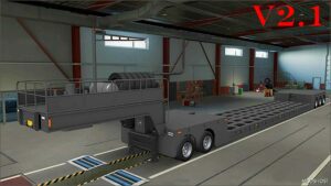 ETS2 Mod: Multi Axle Flatbed Trailer 10 Axles V2.1 1.51 (Featured)