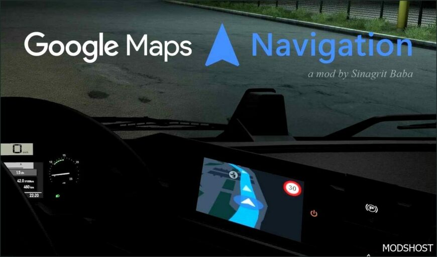 ETS2 Navigation Mod: Google Maps Navigation Night Version V3.1 (Featured)