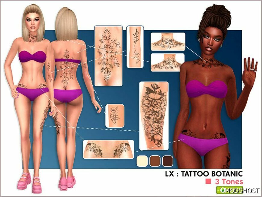 Sims 4 Mod: LX : Tattoo Botanic (Featured)