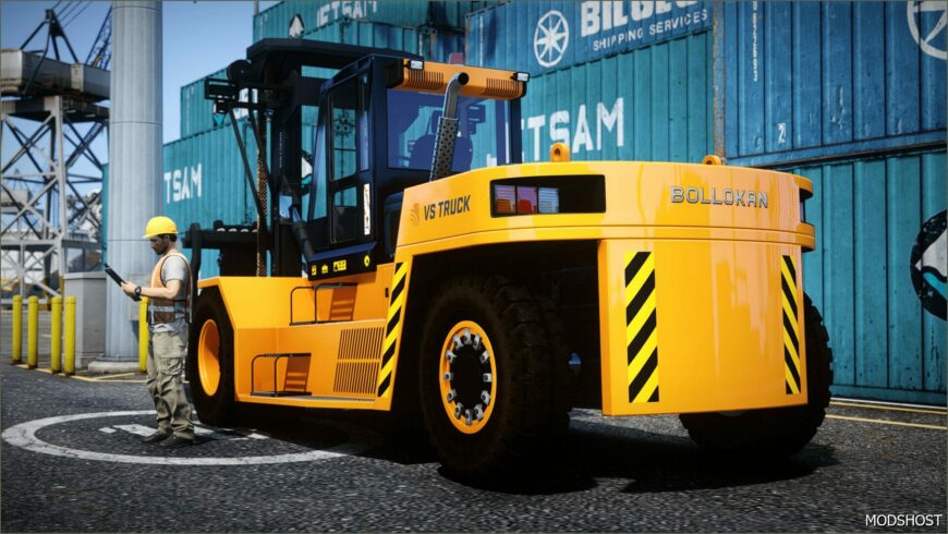 GTA 5 Vehicle Mod: Bollokan Heavy Duty Forklift Add-On (Featured)