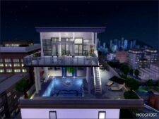 Sims 4 Mod: WS Penthouse Blue Window No CC (Featured)