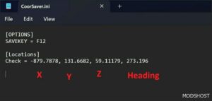 GTA 5 Script Mod: Coord Saver (Image #4)