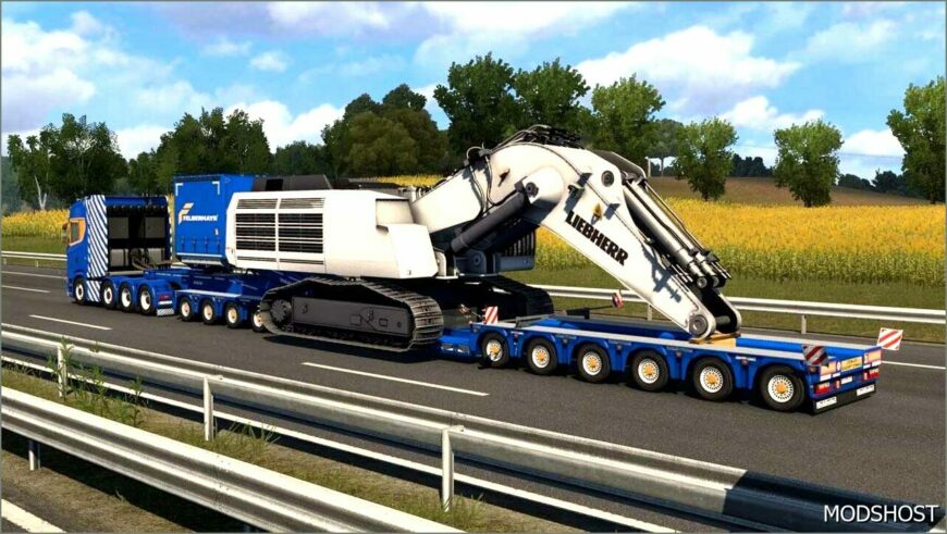 ETS2 Trailer Mod: SCS Lowloader Rework with Additional Cargo 1.51 (Featured)