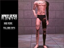 Sims 4 Male Tattoo Mod: Dark Desire Full Body Tatts Aprilhush (Image #4)