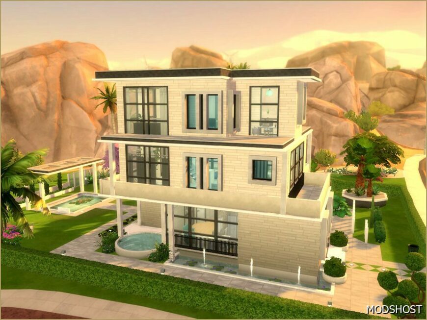 Sims 4 House Mod: WS Modern White 3 (No CC) (Featured)