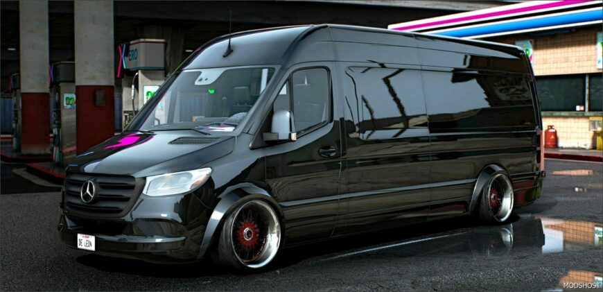 GTA 5 Mercedes-Benz Vehicle Mod: Mercedes Sprinter Slamed 2023 (Featured)