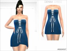 Sims 4 Dress Clothes Mod: Denim Dress (Featured)