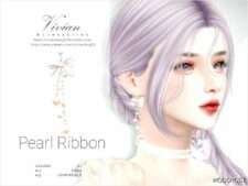 Sims 4 Female Accessory Mod: Pearl Ribbon – Earing (Featured)