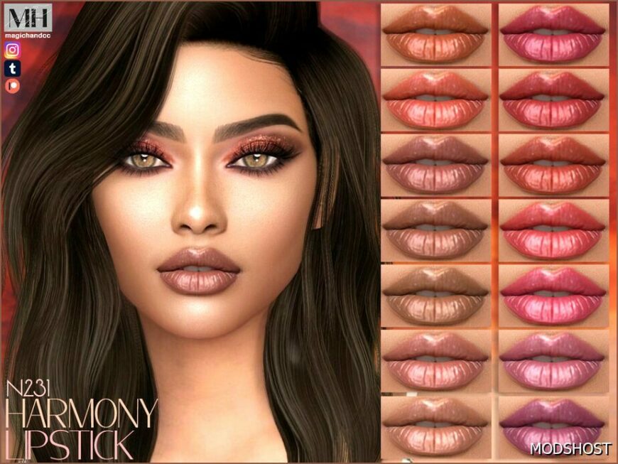 Sims 4 Female Makeup Mod: Harmony Lipstick N231 (Featured)