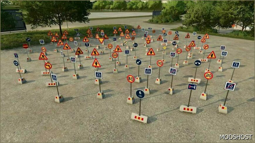 FS22 Placeable Mod: Swedish Road Sign Pack (Featured)