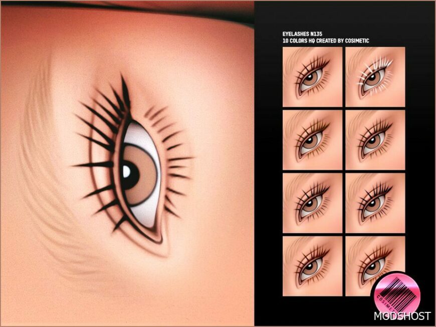 Sims 4 Female Makeup Mod: 2D Eyelashes N135 (Featured)