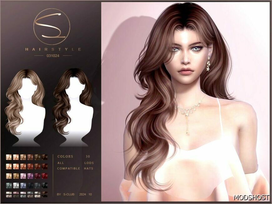 Sims 4 Female Mod: Long Wavy Hairstyle 031024 (Featured)