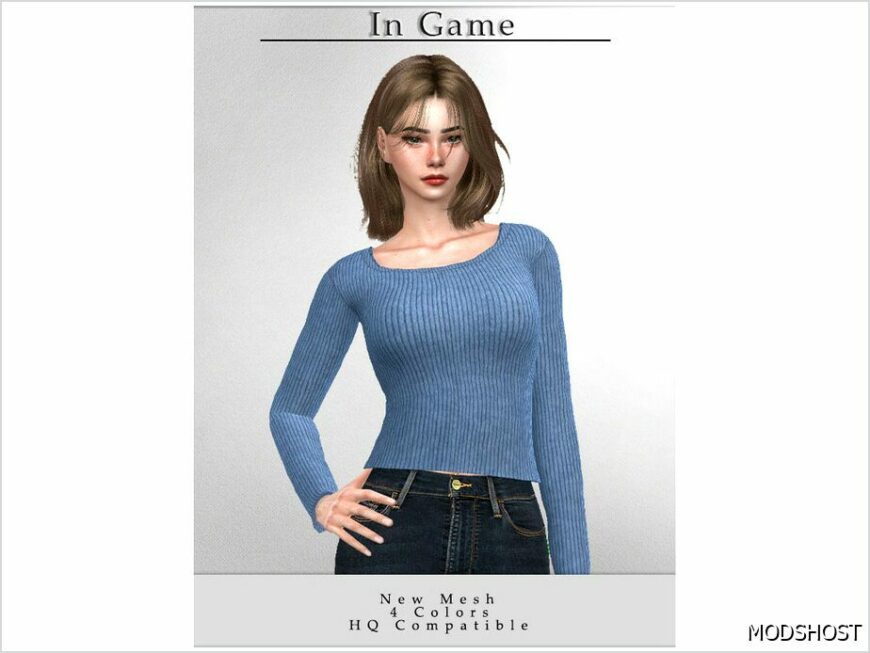 Sims 4 Female Clothes Mod: Sweater T-676 (Featured)