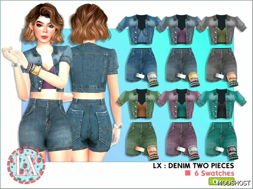 Sims 4 Everyday Clothes Mod: LX : Denim TWO Pieces (Featured)