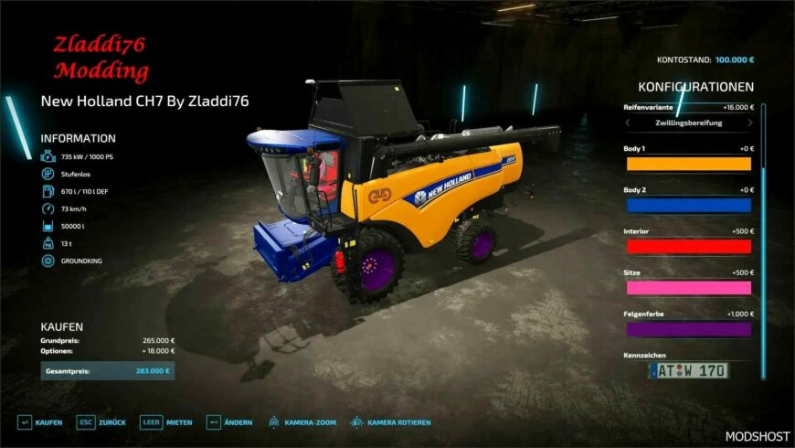 FS22 NEW Holland Combine Mod: CH7 by Zladdi76 (Featured)