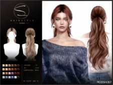 Sims 4 Female Mod: Wavy Ponytail Hairstyle 041024 (Featured)