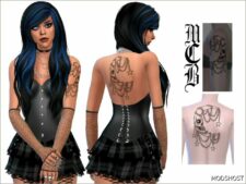 Sims 4 Female Mod: Skull Moon Back Tattoo (Featured)