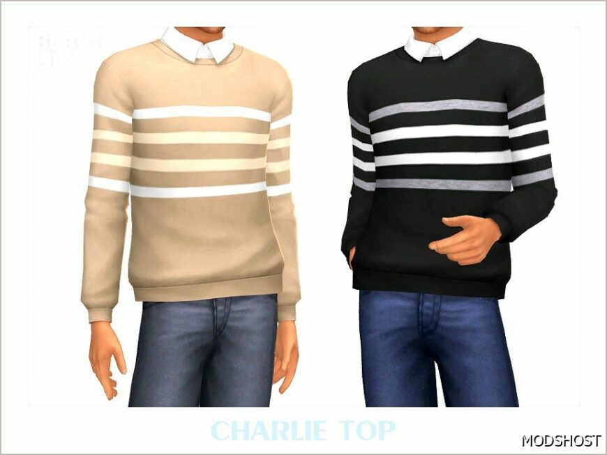 Sims 4 Male Clothes Mod: Charlie TOP (Featured)